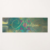 Tapis De Yoga Moderne Abstrait Mandala Flower Dark Green Gold (Devant (Horizontal))