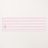 Tapis De Yoga Moderne Chic Élégant Pink Stripes Monogramme Exerc (Devant (Horizontal))