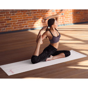 Tapis De Yoga Moderne Chic Élégant Pink Stripes Monogramme Exerc