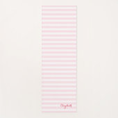 Tapis De Yoga Moderne Chic rose rayures Élégant exercice Monogra (Devant)