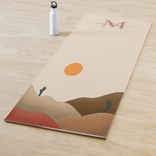 Tapis De Yoga Moderne Chic Terracotta Desert Cactus (En situation)
