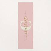 Tapis De Yoga Moderne Design Monogramme Nom Blush Pink (Devant)