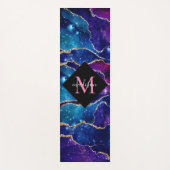 Tapis De Yoga Moderne Monogramme Or Purple Bleu Agate (Devant)