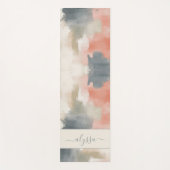 Tapis De Yoga Moderne Pastel Neutre Aquarelle Abstraite Monogram (Devant)