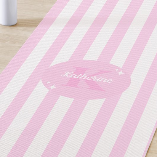 Tapis De Yoga Moderne Pastel rose Monogramme Feminine Striped