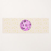 Tapis De Yoga Moderne rose violet rétro Disco Ball Beige (Devant (Horizontal))