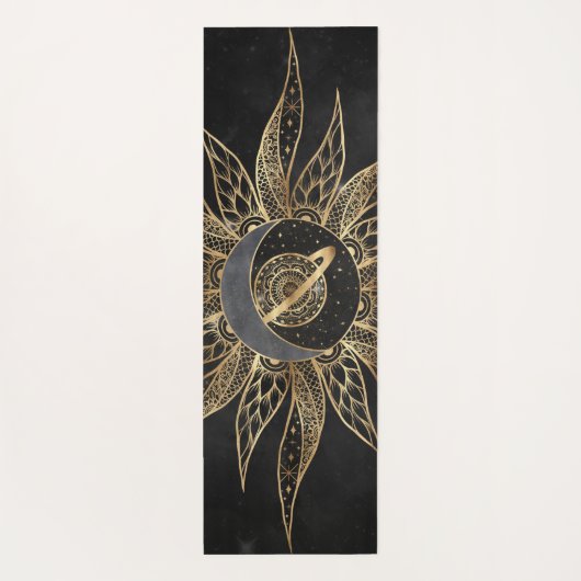Tapis De Yoga Moderne Soleil Lune Planète Universe Mandala (Dos)