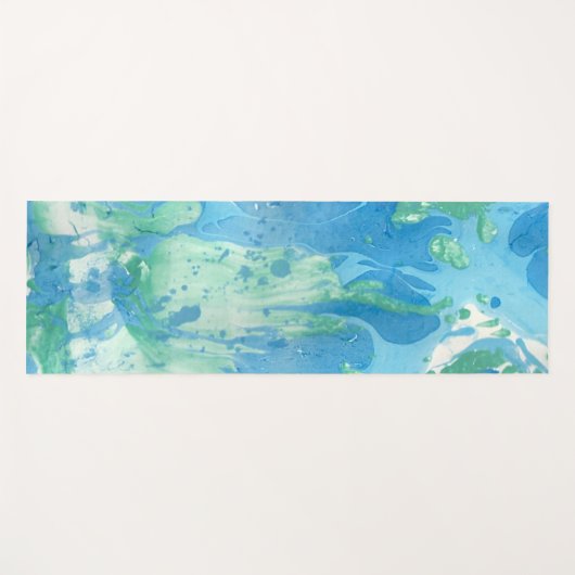 Tapis De Yoga Moderne tendance Modèle d'art Abstrait bleu vert (Devant (Horizontal))