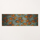Tapis De Yoga Monarch Butterfly Wings Muted Marbled Green Grey (Devant (Horizontal))