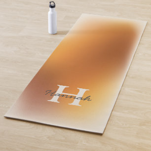 Tapis De Yoga Mongramme moderne en terre cuite ombre dégradé