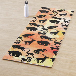 Tapis De Yoga Monkey Zebra Safari Animaux Orange