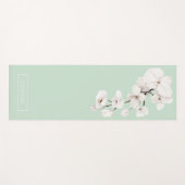 Tapis De Yoga Monnaie Florale Vert Orchidées Blanches Nom Exerci (Devant (Horizontal))