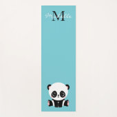Tapis De Yoga Monogram Cute Panda Personnalisé Bubble Gum Bleu (Devant)