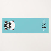 Tapis De Yoga Monogram Cute Panda Personnalisé Bubble Gum Bleu (Devant (Horizontal))