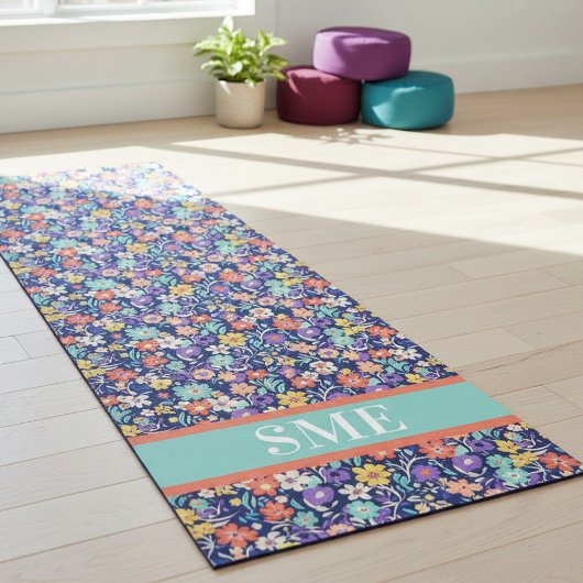 Tapis De Yoga Monogram Floral Yoga Mat - Custom Initial Mat