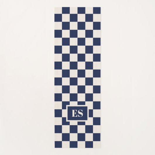 Tapis De Yoga Monogram Navy Blue Cream Checkered Pattern (Devant)