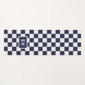Tapis De Yoga Monogram Navy Blue Cream Checkered Pattern (Devant (Horizontal))