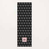 Tapis De Yoga Monogram Pink and Black Heart Pattern  (Devant)