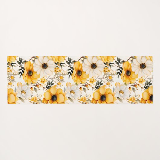 Tapis De Yoga Monogram Yellow floral Pattern (Dos (Horizontal))