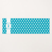 Tapis De Yoga Monogramme à points de polka turquoise et blanche (Devant (Horizontal))