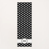 Tapis De Yoga Monogramme à points polka noirs et blancs (Devant)
