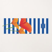 Tapis De Yoga Monogramme à rayures bleu chic (Devant (Horizontal))