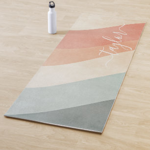 Tapis De Yoga Monogramme Abstrait Arc-en-ciel doux moderne