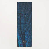 Tapis De Yoga Monogramme abstrait bleu brillant métallique (Devant)