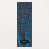 Tapis De Yoga Monogramme abstrait bleu brillant métallique (Devant)