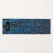 Tapis De Yoga Monogramme abstrait bleu brillant métallique (Devant (Horizontal))