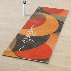 Tapis De Yoga Monogramme Abstrait moderne et rétro