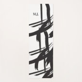 Tapis De Yoga Monogramme Abstrait noir et blanc initial (Devant)