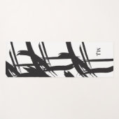 Tapis De Yoga Monogramme Abstrait noir et blanc initial (Devant (Horizontal))