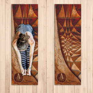 Tapis De Yoga Monogrammé Abstrait Rustique avec Marqueterie de B