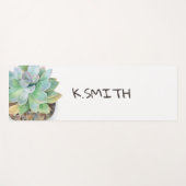 Tapis De Yoga Monogramme. Aquarelle Tirée Main Moderne Succulent (Devant (Horizontal))