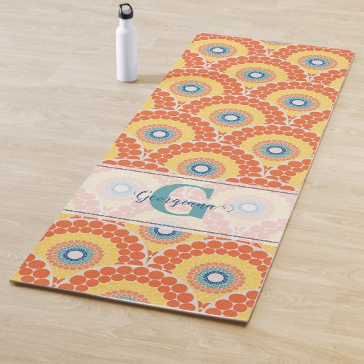 Tapis De Yoga Monogramme Art Déco Egée Été Radiant Mandala (En situation)