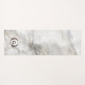 Tapis De Yoga Monogramme. Blé Laurel en Marbre blanc. (Devant (Horizontal))