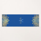 Tapis De Yoga Monogramme bleu de la marine Mandala (Devant (Horizontal))