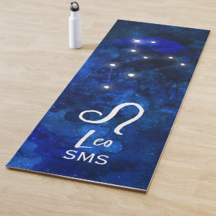 Tapis De Yoga Monogramme bleu-foncé de galaxie de constellation
