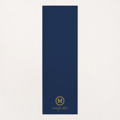 Tapis De Yoga Monogramme bleu marine et or (Devant)