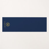Tapis De Yoga Monogramme bleu marine et or (Devant (Horizontal))