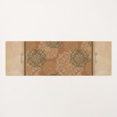 Tapis De Yoga Monogramme Boho foncé rouille Mandalas (Dos (Horizontal))