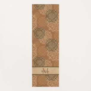 Tapis De Yoga Monogramme Boho foncé rouille Mandalas