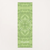 Tapis De Yoga Monogramme Boho Lime Vert Mandala Élégant (Devant)