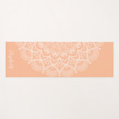 Tapis De Yoga Monogramme Boho Mandala Peach Orange (Devant (Horizontal))