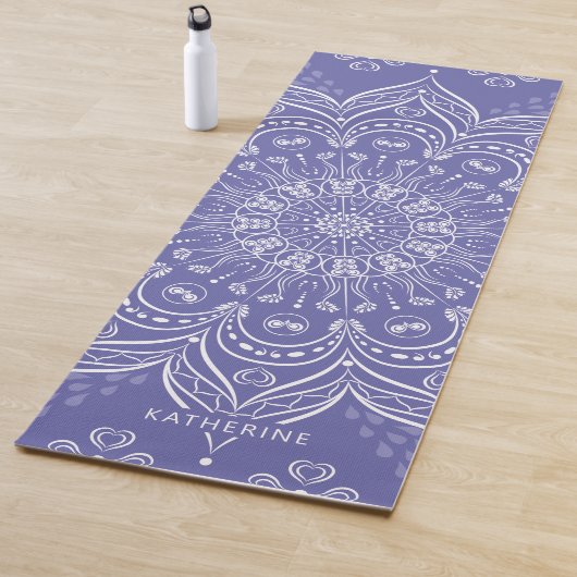 Tapis De Yoga Monogramme Boho Mandala Purple Elegant (En situation)