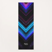 Tapis De Yoga Monogramme brillant bleu métallique violet chevron (Devant)
