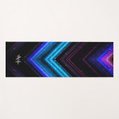 Tapis De Yoga Monogramme brillant bleu métallique violet chevron (Devant (Horizontal))