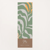 Tapis De Yoga Monogramme Brown Abstrait Boho Green Grey (Devant)