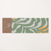 Tapis De Yoga Monogramme Brown Abstrait Boho Green Grey (Devant (Horizontal))